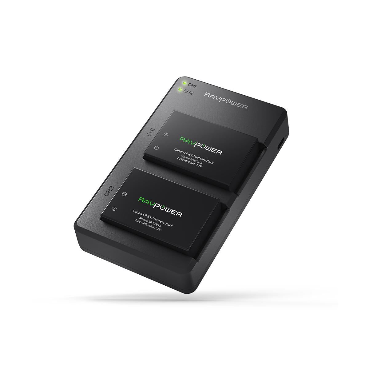 RAVPower LP-E17 Camera Battery Charger with 2pcs Batteries Set for Canon EOS Rebel Cameras LPE17