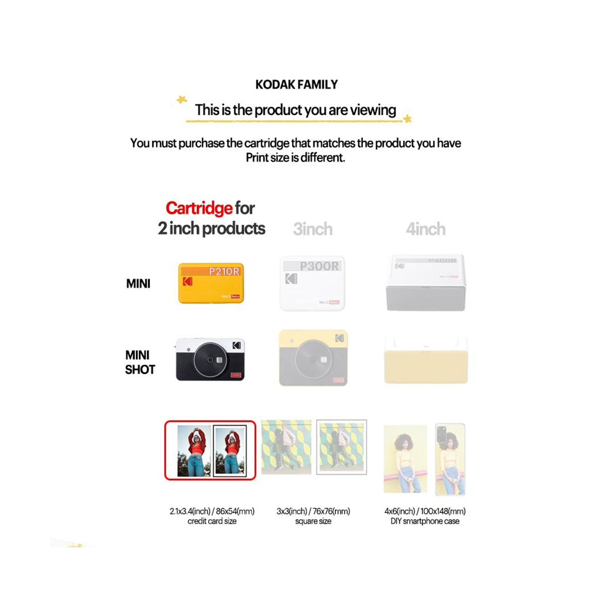 Kodak Mini Film Cartridge 2.1x3.4" Prints (60 Sheets) for Mini 2 Retro / Mini Shot Retro ICRG-230