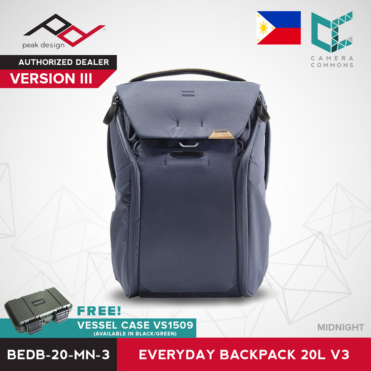 Peak Design Everyday Backpack v2 20L Ash Black Charcoal Midnight Version 2