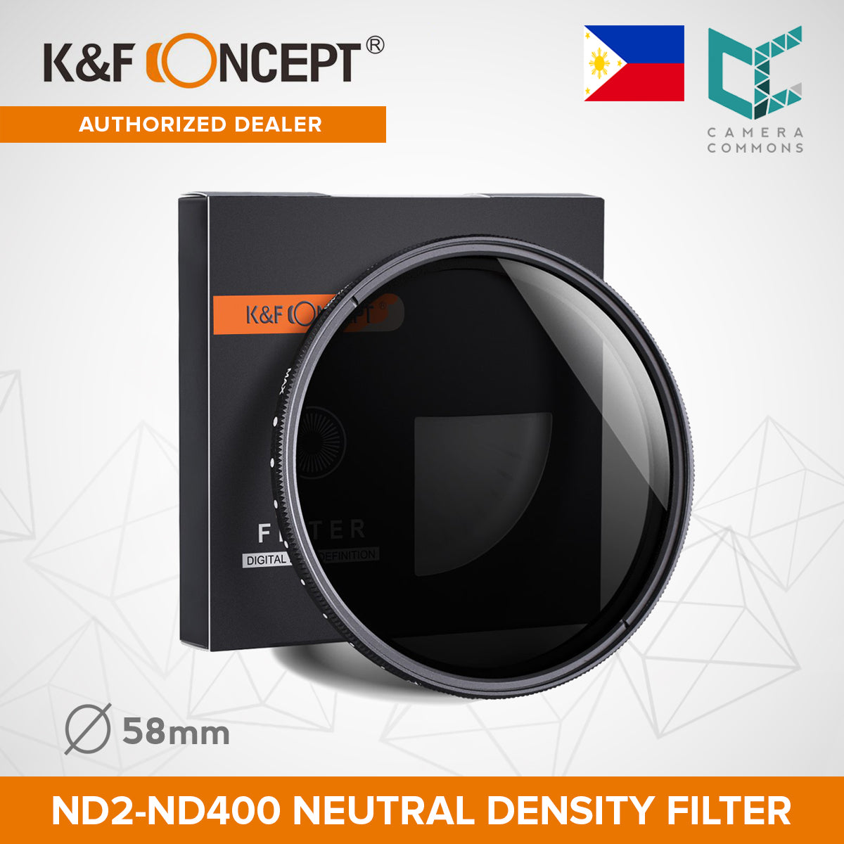 K&F Concept ND2-400 58mm Neutral Density Fader Variable ND Filter Adjustable ND2 ND4 ND8 ND16 ND32 to ND400