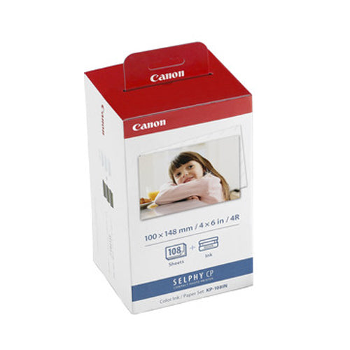 Canon KP-108IN Color Ink and Paper Set 4R Size for SELPHY CP1500 Printer KP108IN