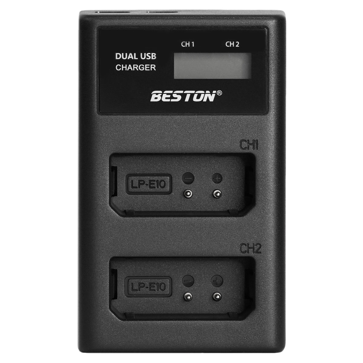 BESTON LP-E10 LCD Dual USB Charger (Micro USB Type-C) for Canon Camera Batteries LPE10