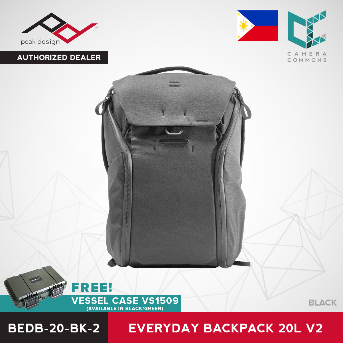 Peak Design Everyday Backpack v2 20L Ash Black Charcoal Midnight Version 2