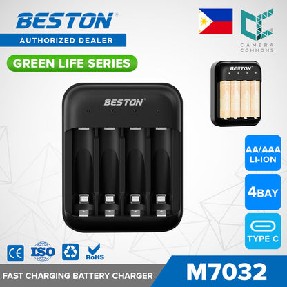 Beston Green Life Series AA AAA C D 9V 16340 18650 Li-ion Rechargeable Battery Type C
