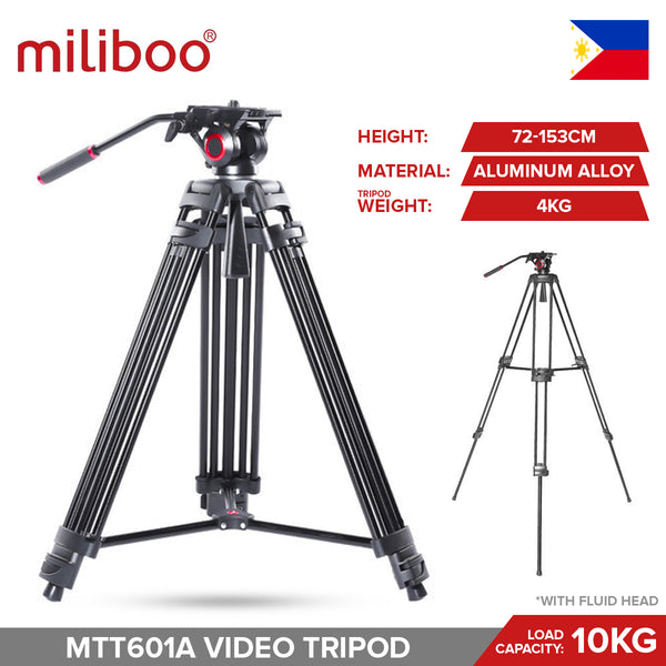 Miliboo MTT601A Professional Aluminum Video Tripod with 65mm Fluid Head with Mid-Level Spreader