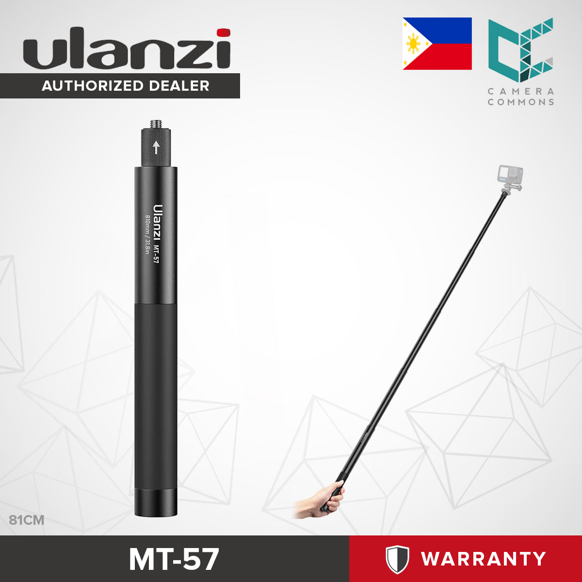 Ulanzi MT-58 121cm MT-57 81cm Extendable Selfie Stick Silicone Grip for Action Cameras 3031 3032