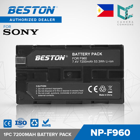 BESTON 1PC NP-F960 7.4V 7200mAh 53.3Wh Li-ion Battery for Monitors, Outdoor lights and Other Devices NPF960 NPF970 NP-F970