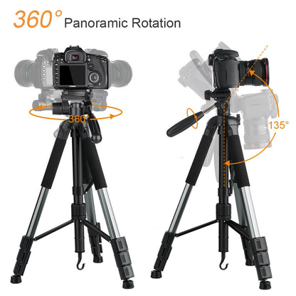 K&F Concept TM2624L 70inch Tripod with 3-Way Pan Tilt Head Gray