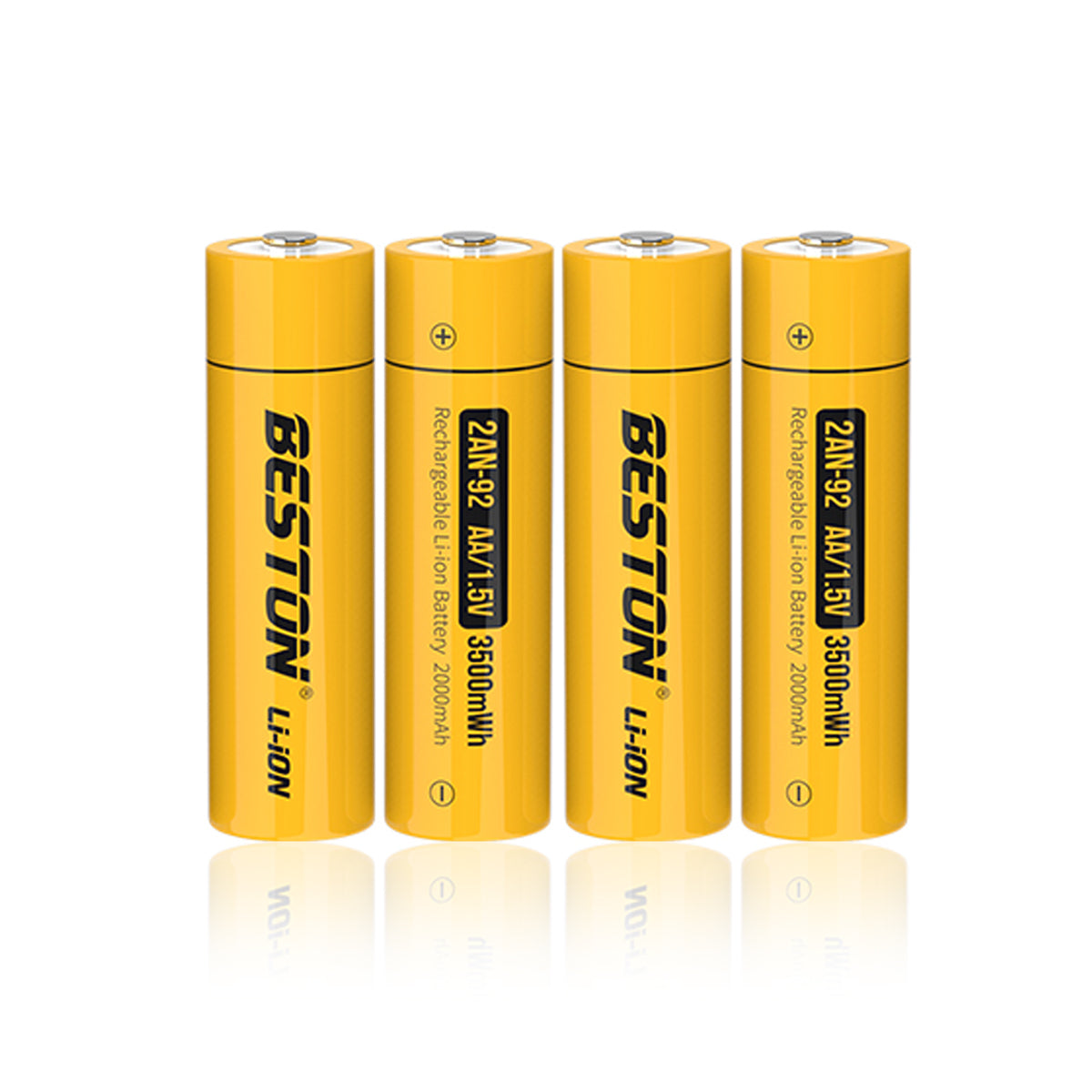 Beston 4pcs AA 1.5V 3500mWh 2AN-92 Li-ion Rechargeable Batteries