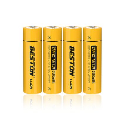 Beston 4pcs AA 1.5V 3500mWh 2AN-92 Li-ion Rechargeable Batteries
