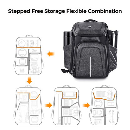 K&F Concept KF13.131 Horizon Professional Camera Backpack 25L Waterproof Bag for 15.6" Laptop Drone Tripod