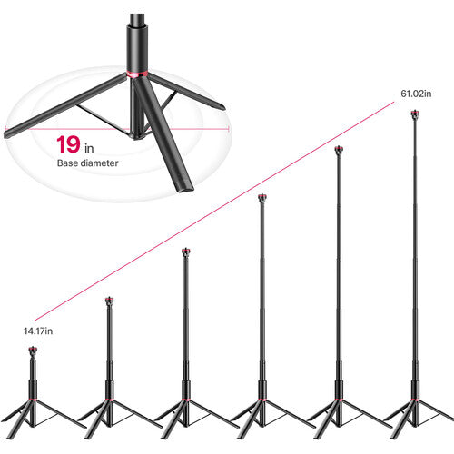 Ulanzi MT-54 Metal Light Tripod Stand with Phone Mount for Small Photography Lights 2ft to 5ft 3025