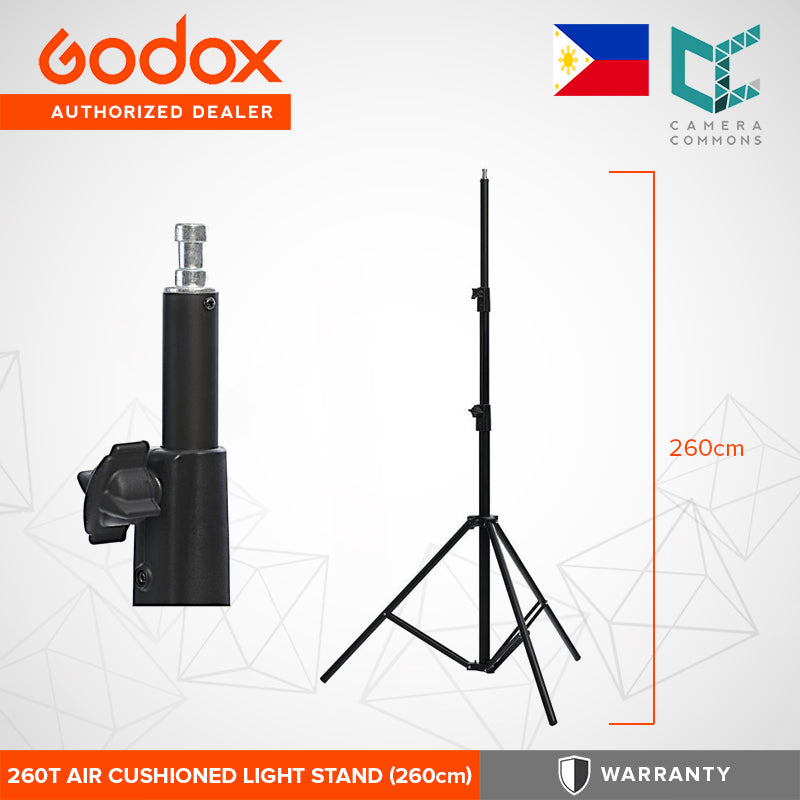 Godox 260T Air Cushioned 3-Section Aluminum Light Stand Studio and Lighting Equipment (260cm)