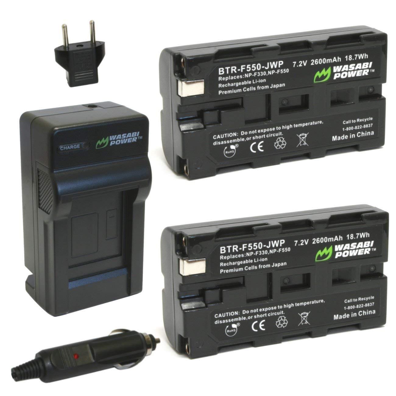 Wasabi Power NP-F330 NP-F530 NP-F550 NP-F570 Dual Kit Battery Plug Charger for Sony Cameras NPF550