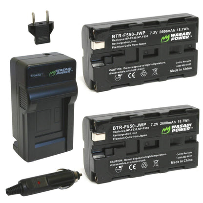 Wasabi Power NP-F330 NP-F530 NP-F550 NP-F570 Dual Kit Battery Plug Charger for Sony Cameras NPF550