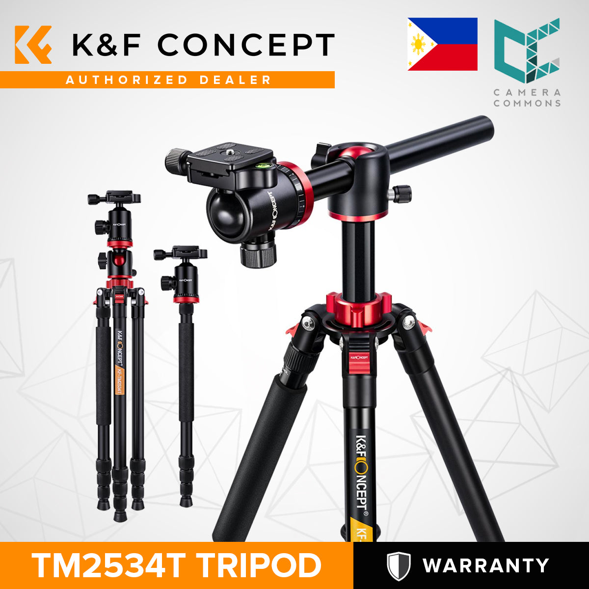 K&F Concept TM2534T DSLR Camera Tripod 66 Inch Portable Magnesium Aluminium Monopod 4 Section with 360 Degree Ball Head