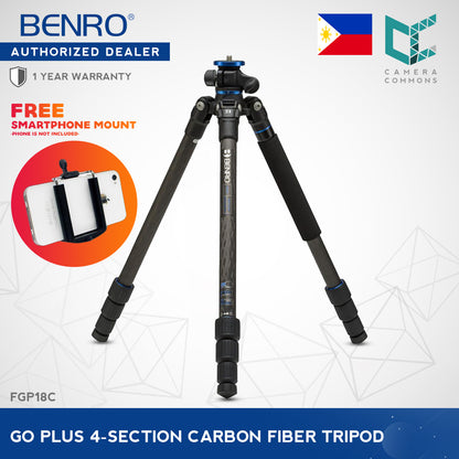 Benro FGP18C Go Plus 4-Section Carbon Fiber Travel Tripod