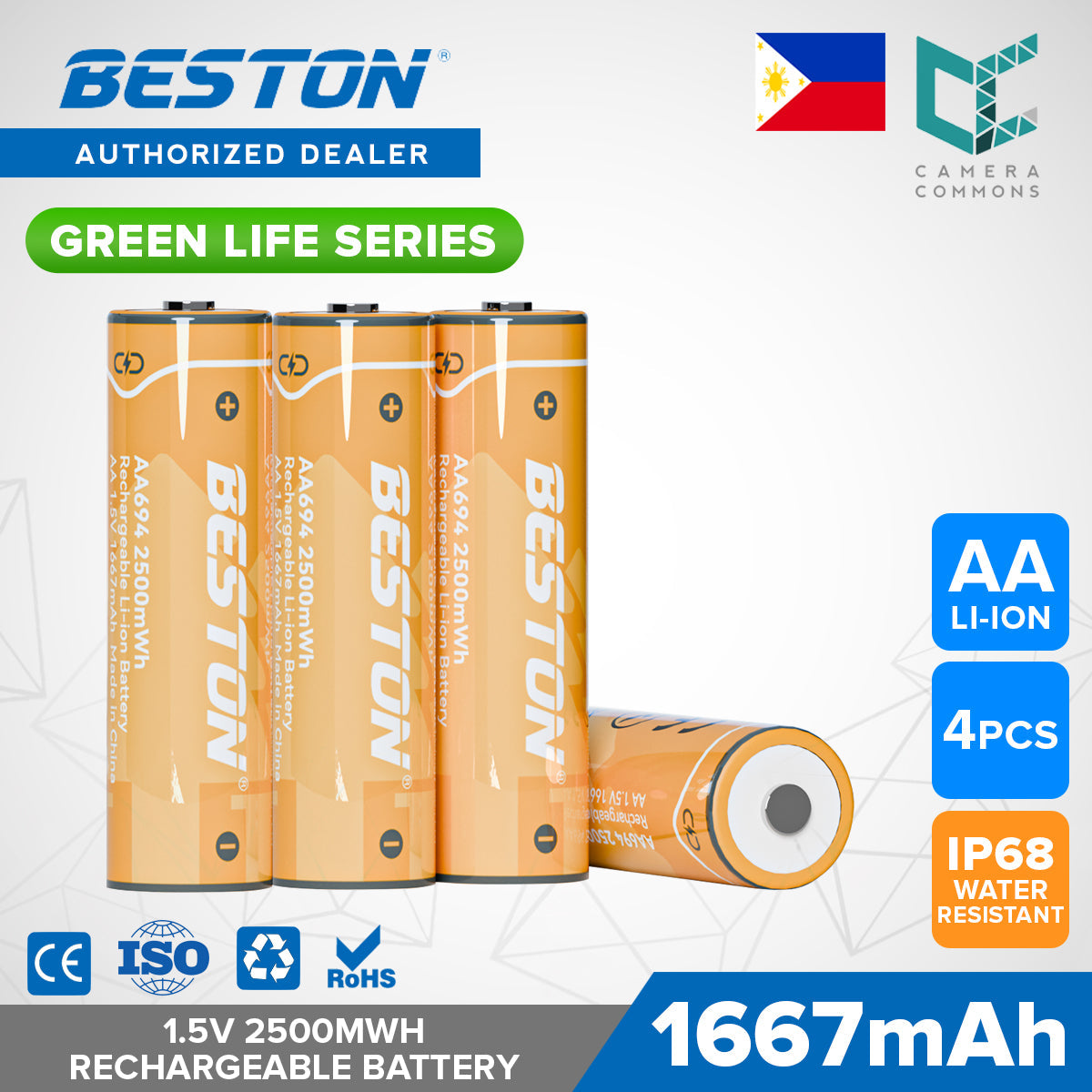Beston Green Life Series AA AAA C D 9V 16340 18650 Li-ion Rechargeable Battery Type C