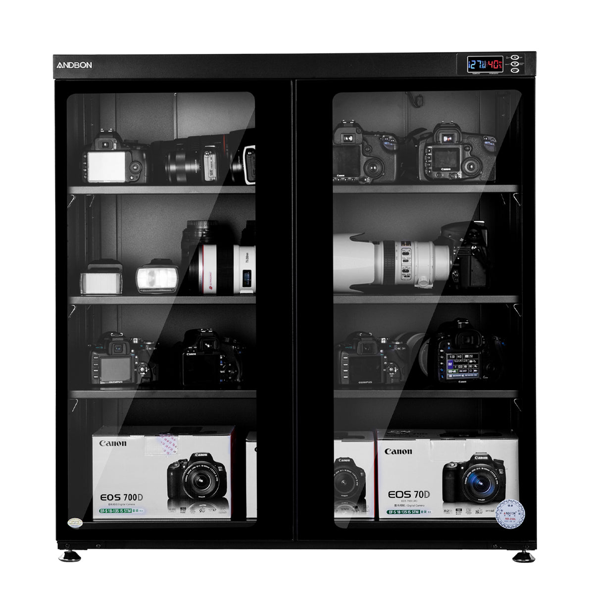 Andbon AD-250S Dry Cabinet Box Storage 250L Digital Display Automatic Humidity Controller Double Door for Camera Gear