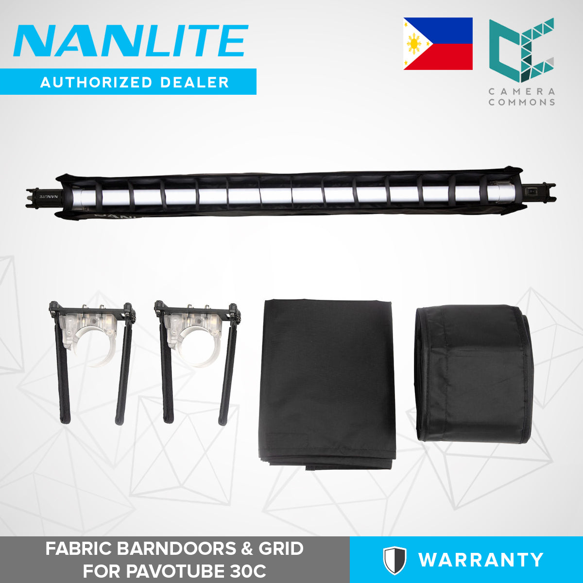 Nanlite Fabric Barndoors and Grid for Pavotube 30C LED Tubes Studio Light BD-PT30C+EC