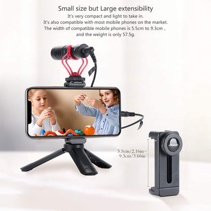Ulanzi ST-02L Aluminum Phone Tripod Holder Adapter with Microphone Cold Shoe Mount for iPhone X XS MAX Android Mobile Vlog Setup ST-02 L ST-2L