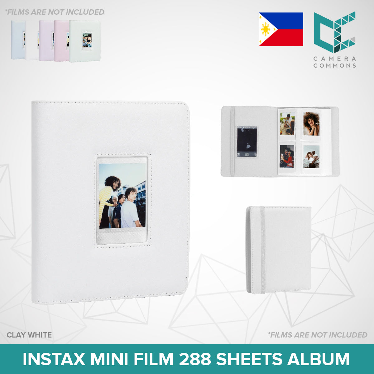 CLEARANCE Caiul 288 Sheets Mini Photo Album Hollow Iridescent Silver Pink