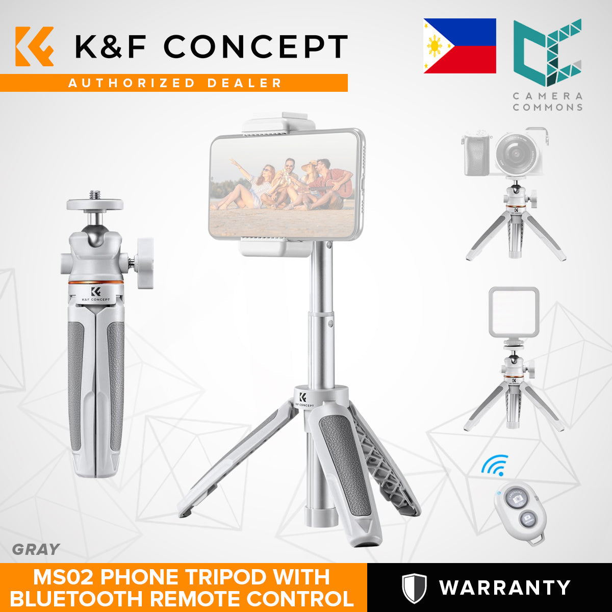 K&F Concept MS02 MS09 13.4'' 34cm Phone Tripod Desktop Stand Selfie Stick with Bluetooth Remote Control