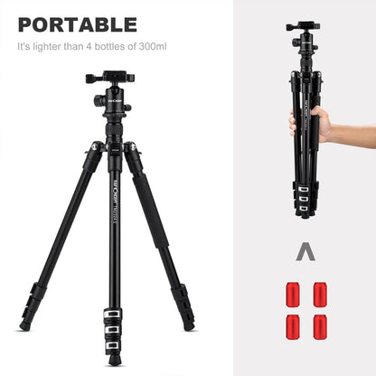 K&F Concept TM2324 II Foldable Lightweight Aluminum Tripod Travel Professional Photography Tripod for Mirrorless DSLR Cameras TM2324II - KF09.040