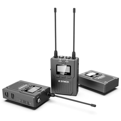 Synco WMic-T2 96-Channel UHF Metal Wireless Microphone with Dual Transmitters and Receiver Audio