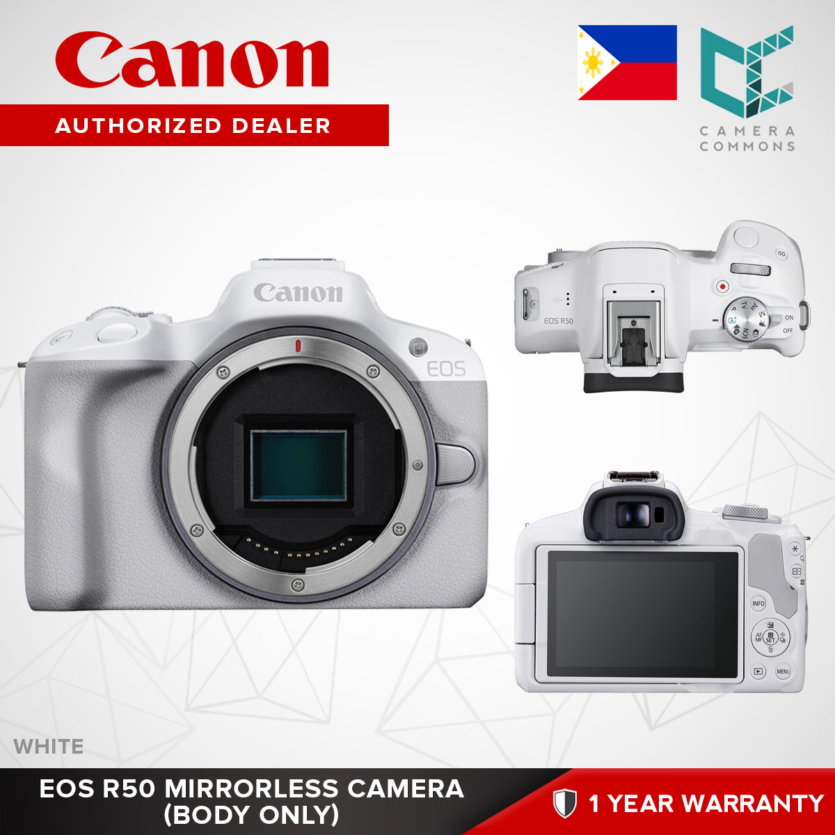 Canon EOS R50 Mirrorless Camera with 18-45mm Lens Black White APS-C 4K 30p DIGIC X Vertical Movie Mode