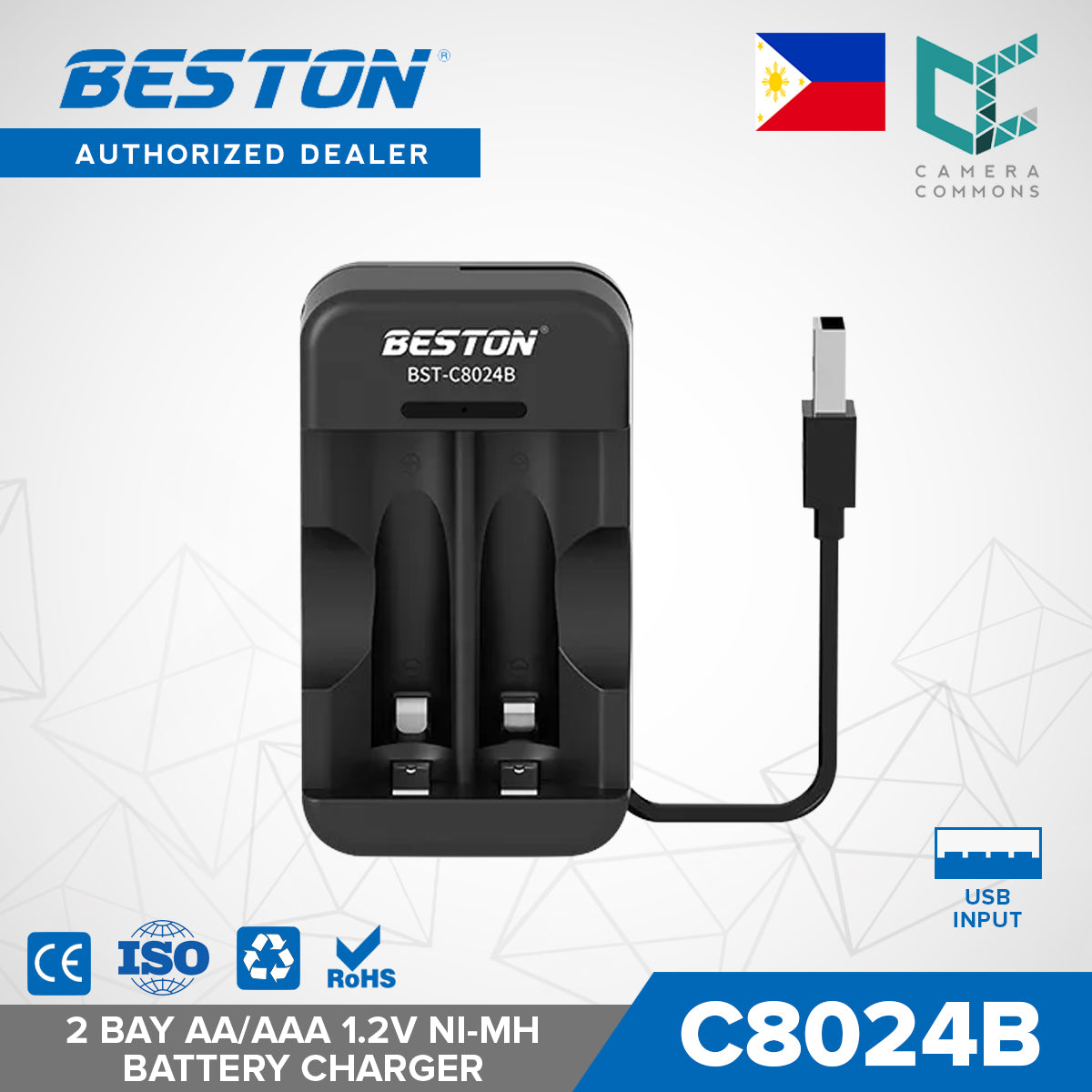 Beston C8024B 2 Bay Battery Charger for 1.2V AA AAA NI-MH USB Input