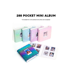 Photo Album 288 Sheets Pockets Slots Plain Colors Holographic Mermaid Diamond PU Leather Linen for Fujifilm Instax Instant Mini Films