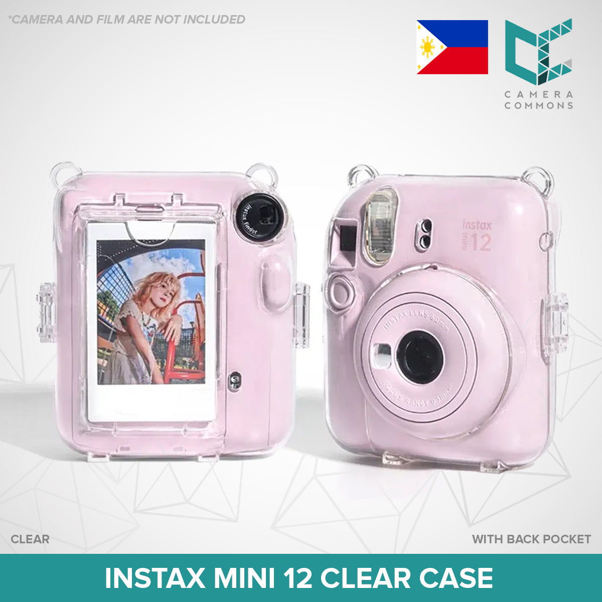 Clear Glitter Case for Fujifilm Instax Mini 11 Mini 12 Camera Transparent Protective Crystal Cover