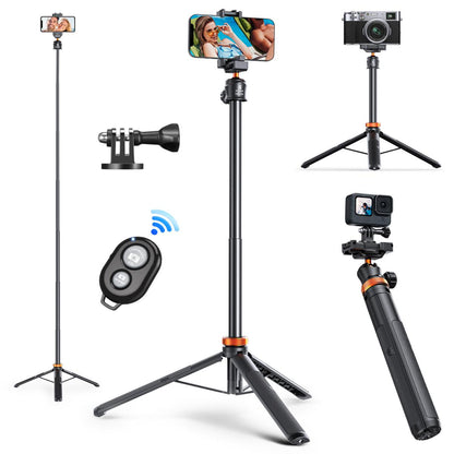 K&F Concept MS04 62'' 1.58m Phone Tripod Selfie Stick with Bluetooth Remote Control + GoPro Adapter