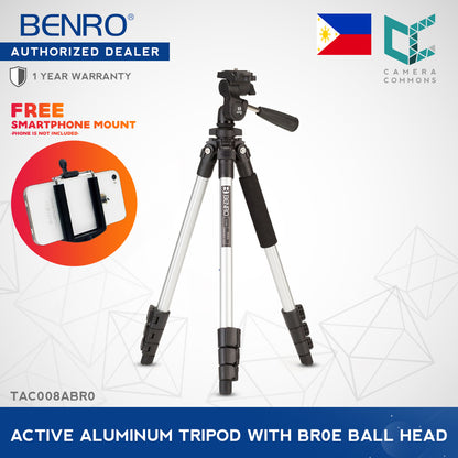 Benro TAC008ABR0 Active Aluminum Tripod with BR0E Ball Head