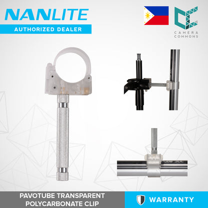 Nanlite Pavotube Transparent Polycarbonate T12 LED Tube Mounting Clip with 5/8in Baby Pin HD-T12-1-CP