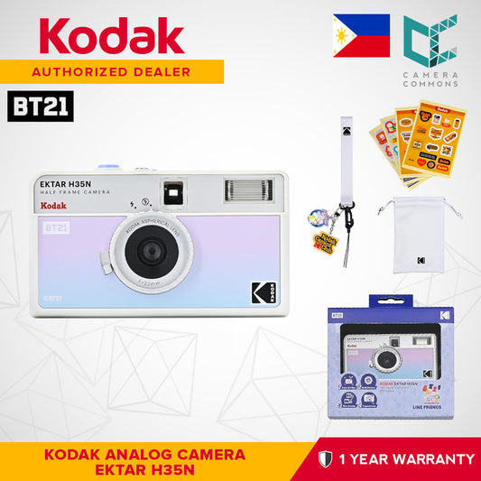 Kodak Ektar H35N x BT21 Limited Edition 35mm Half-Frame Reusable Film Analog Camera Package with BTS Line Friends