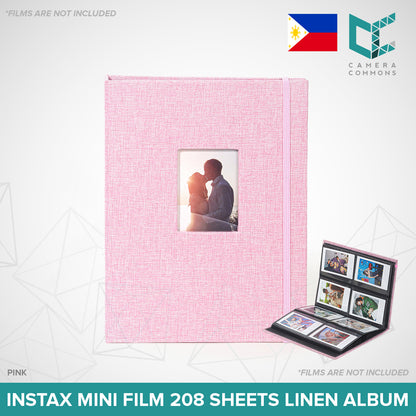 Photo Album 208 Sheets Pockets Slots Plain Cotton Linen for Fujifilm Instax Instant Mini Films