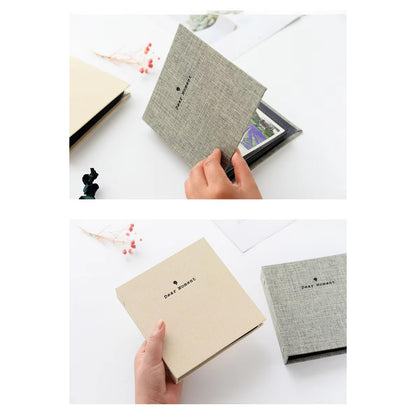 Photo Album 100 Sheets Pockets Slots Linen Hardcover 2-Ring Binder for Fujifilm Instax Mini Films