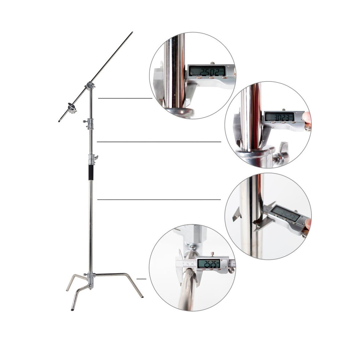 3.2M / 10.5ft Heavy Duty Studio Centry C Stand Detachable Light C-stand with Holding Arm and Line Resizer for Flash Strobe Flag Reflector