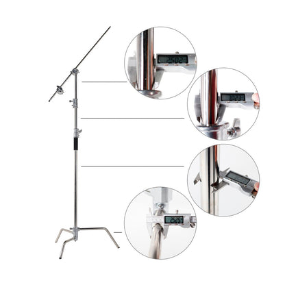 3.2M / 10.5ft Heavy Duty Studio Centry C Stand Detachable Light C-stand with Holding Arm and Line Resizer for Flash Strobe Flag Reflector