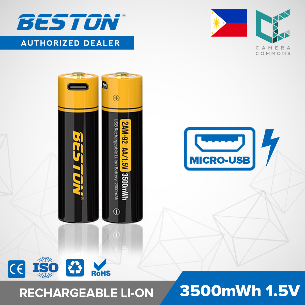 Beston AA 3500mWh 1.5V Li-ion USB Micro Battery