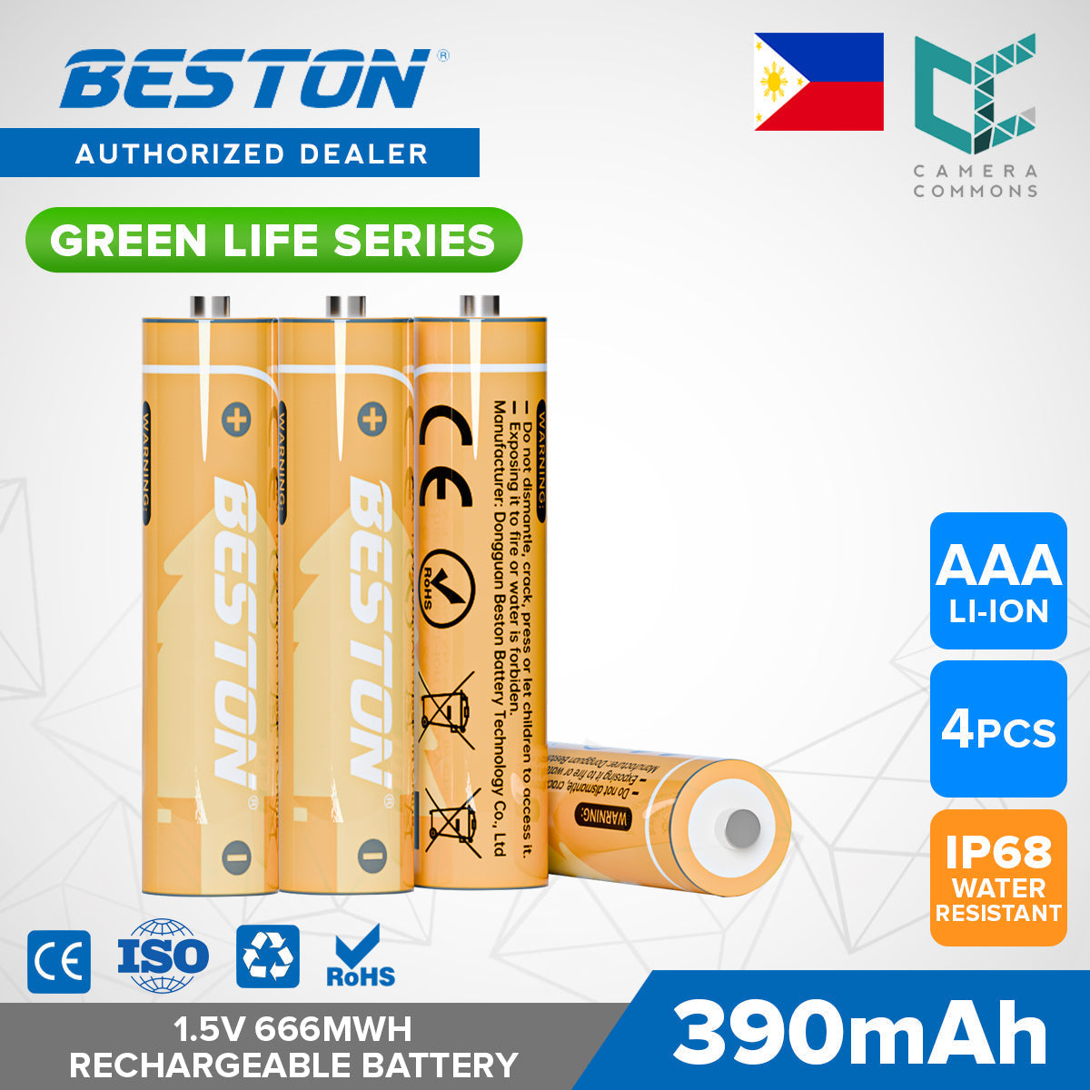 Beston Green Life Series AA AAA C D 9V 16340 18650 Li-ion Rechargeable Battery Type C