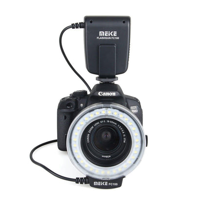 MEIKE FC100 Macro Ring Flash LED Light for DSLR Cameras Camcorder with Adapter Rings