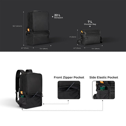 K&F Concept KF13.129 Alpha Collapsible Camera Bag 2 Way 22L for Photographers Business Trip Travel Everyday Bags Black
