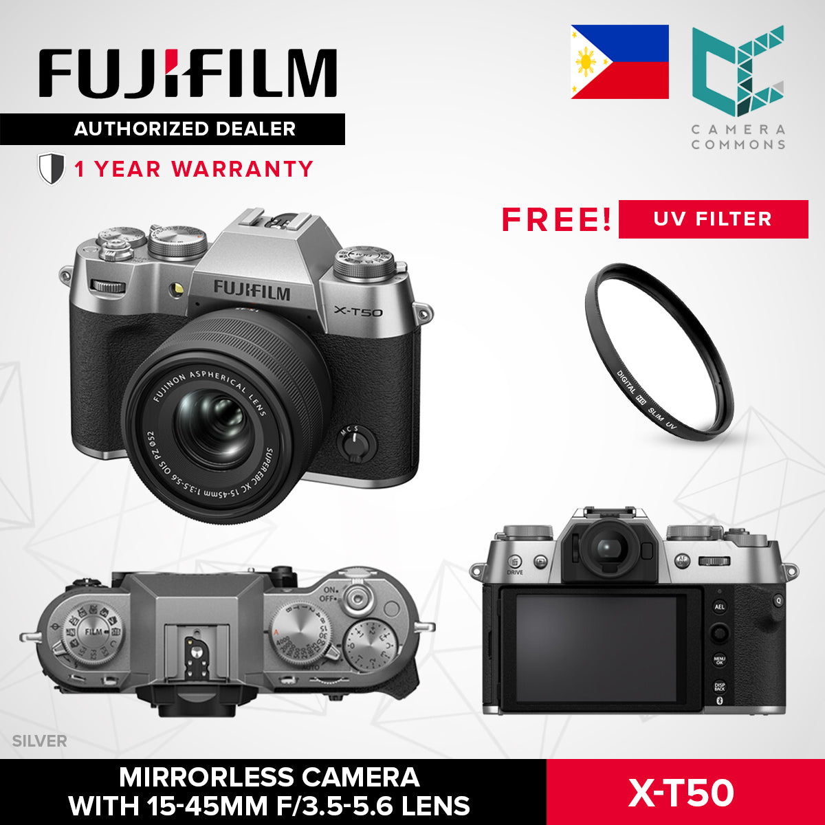 FUJIFILM X-T50 Mirrorless Camera Body 40.2MP Film Simulation Dial 7-Stop In-Body Image Stabilization