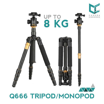BUY 1 TAKE 1 Q666 Professional Aluminum Tripod Monopod Screw Lock Ball Head for DSLR Photo Video