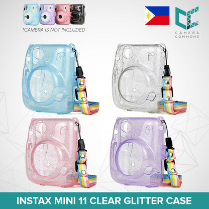 Clear Glitter Case for Fujifilm Instax Mini 11 Mini 12 Camera Transparent Protective Crystal Cover