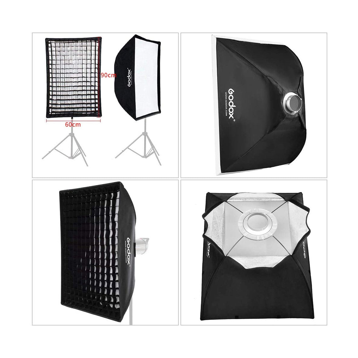 Godox SB-FW6090 FotoStudio Softbox Godox Speedlite Softbox 60x90 Rectangular Softbox Photography Light with Grid Bowens for Portrait Product Photography Studio Flash SB-FW 6090