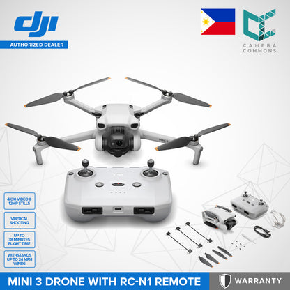 DJI Mini 3 Drone with RC-N1 Remote Controller 4K30 Video 12MP Stills 6.2-Mile Range with OcuSync